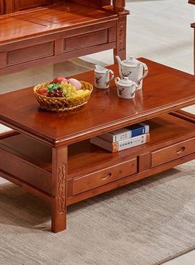 新中式实木沙发组合小户型冬夏两用仿古沙发客厅办公农村经济型