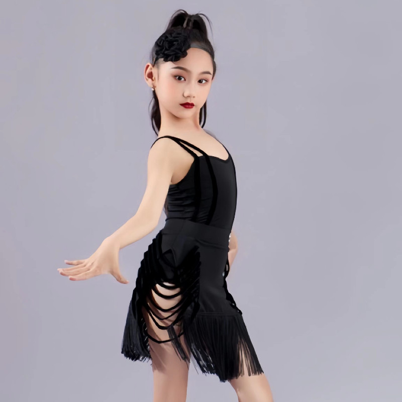 女童夏季高级感拉丁舞练功服儿童吊带舞服镂空流苏两件式套装演出,淘宝优惠券,粉丝福利购,淘宝优惠卷