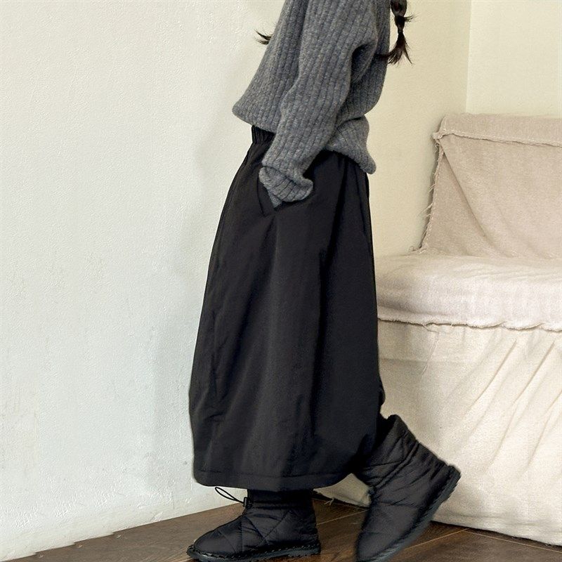 女童半身裙子秋冬款2024新款洋气儿童棉裙加厚夹棉黑色伞裙A字裙,淘宝优惠券,粉丝福利购,淘宝优惠卷