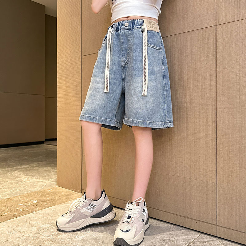 女童牛仔短裤2023夏季外穿薄款五分裤女大童宽松中裤洋气阔腿裤子,淘宝优惠券,粉丝福利购,淘宝优惠卷
