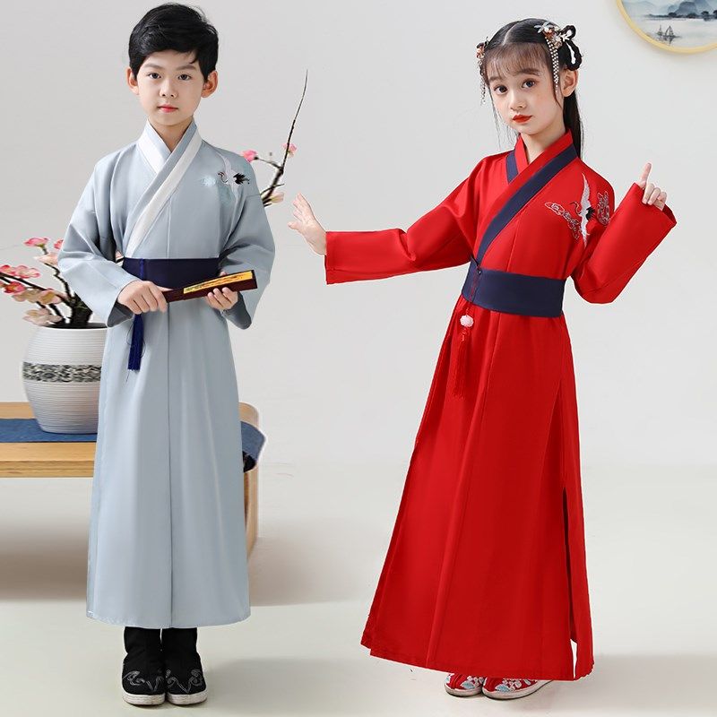 儿童古装汉服国学服男童女童新款中国风书童服春秋六一儿童演出服,淘宝优惠券,粉丝福利购,淘宝优惠卷