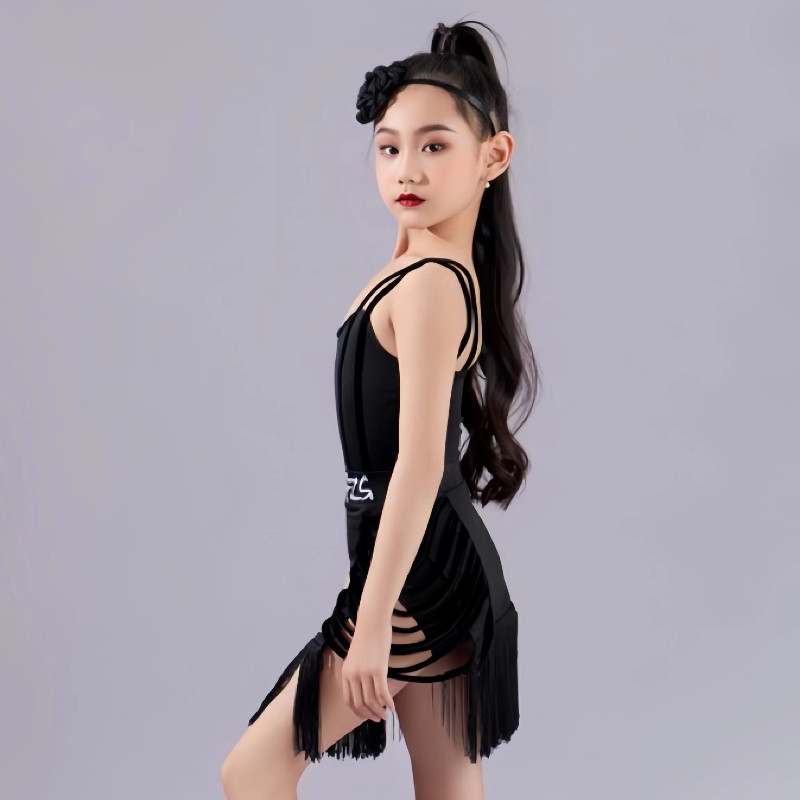 女童夏季高级感拉丁舞练功服儿童吊带舞服镂空流苏两件式套装演出,淘宝优惠券,粉丝福利购,淘宝优惠卷