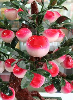 玉石盆景 28仙桃树 玉器客厅办公室摆件家居饰品送礼工艺品可定做