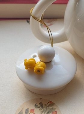 〔茶壶吊坠〕手编绳壶盖小提溜防烫挂件紫砂壶吊饰茶杯绑绳铃兰花