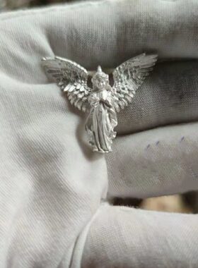 天使的翅膀做旧守护小天使项链潮流个性爱神丘比特吊坠925银材质