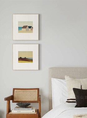 丘山生活 海边北欧风景艺术装饰画 小众简约挂画 现代正方形组合