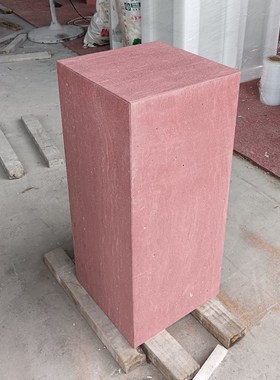 哑光红色洞石大理石底座摆件中z式复古民宿酒店别墅雕塑台花盆摆