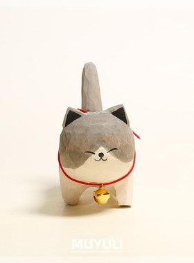 实木木雕小猫桌面摆o件情侣一对猫咪装饰品圣诞节开学季礼物送女
