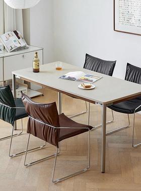 北欧家用轻奢餐椅中古风设计师简约现代椅子休闲靠背办公室单人椅