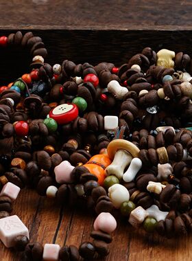 真咖啡豆夜市摆摊小红薯爆款咖啡豆手串气质闺蜜女生饰品