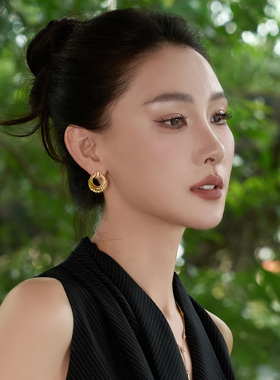 高小小鸢尾菠萝纹车花耳饰送女友