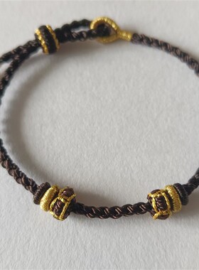 2.6mm可穿珠玲珑结线圈红绳金线手链路M路通金珠用抽拉调节手绳