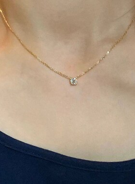 钛钢镀18K金莫桑石项众女单钻锁日常轻奢小链百搭石骨链简约饰品