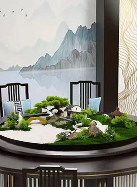 不锈钢圆形花盆不漏水新中式餐桌摆件黑色圆盘肉插花景观定制花箱