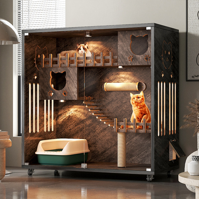 猫别墅家用室内猫窝电动猫砂盆猫柜猫房子猫屋猫舍豪华实木猫笼子,淘宝优惠券,粉丝福利购,淘宝优惠卷