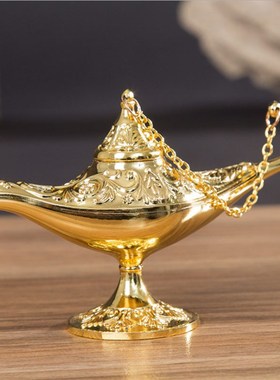 欧式金属合金工艺摆件阿拉丁神灯许愿H灯生日新婚礼摄影拍照道具
