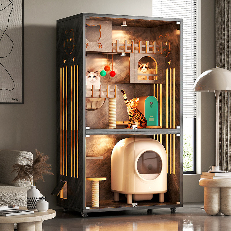 猫别墅家用室内猫窝电动猫砂盆猫柜猫房子猫屋猫舍豪华实木猫笼子,淘宝优惠券,粉丝福利购,淘宝优惠卷