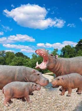 大型户外景观雕塑仿真河马玻璃钢工艺品游乐场别墅花园庭院装饰品