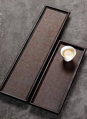 奉茗竹制席面干泡台茶盘茶托盘家用重竹日式藤编长方形小茶桌收纳