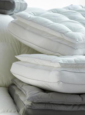 180支全棉柔赛丝二合一双层护颈枕芯高端复合羽丝绒多功能枕头子