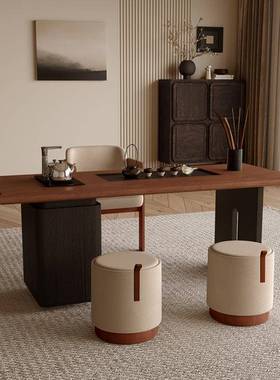 中古风实木喝茶桌椅组合家用小茶台2024新款高端办公室大板泡茶桌