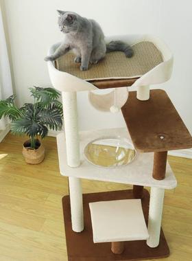 猫爬架猫窝猫树一体大床猫架大型猫抓板太空舱攀爬剑麻柱海绵猫床