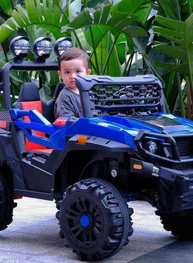 儿童汽车四轮越野带遥控可坐大人小孩宝宝玩具车双人摇摆四驱童车