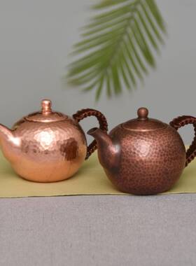 加厚纯紫铜壶泡茶壶沏茶壶手工小铜壶茶艺壶锤点仿古壶
