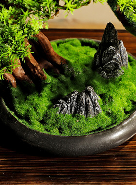 新中式仿真迎客松盆景绿植装饰品家居室内酒店会所茶空间软装摆件