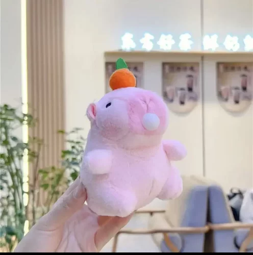 卡皮巴拉卡通情侣毛绒钥匙扣吐泡泡书包挂饰公仔挂件送女友CL - 图1