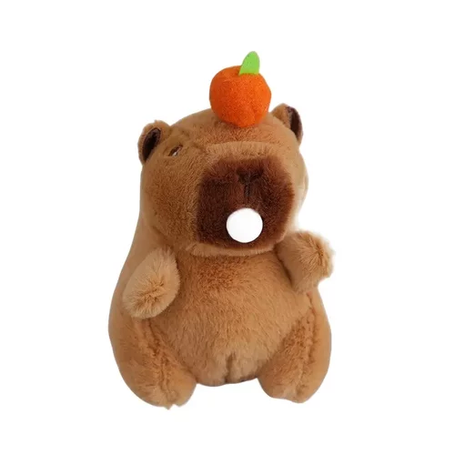 卡皮巴拉卡通情侣毛绒钥匙扣吐泡泡书包挂饰公仔挂件送女友CL - 图3