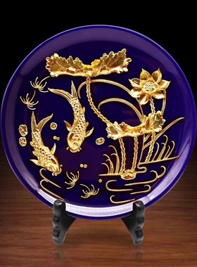 威弗列德年年有余兰盘厦门漆线雕创意摆件送朋友开业乔迁新婚礼品