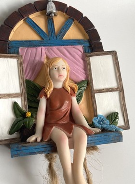 阳台树脂花园装饰摆件户外庭院开窗公主仙女可爱人物门墙饰小挂件