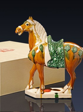 九朝陶瓷摆件生肖马家居客厅茶几办公玄关时尚创意结婚品ZH28单马