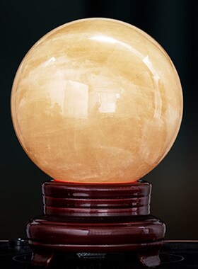 天然黄水晶球办公室装饰摆件招财旺财运黄色原石真纯玄关聚财家里