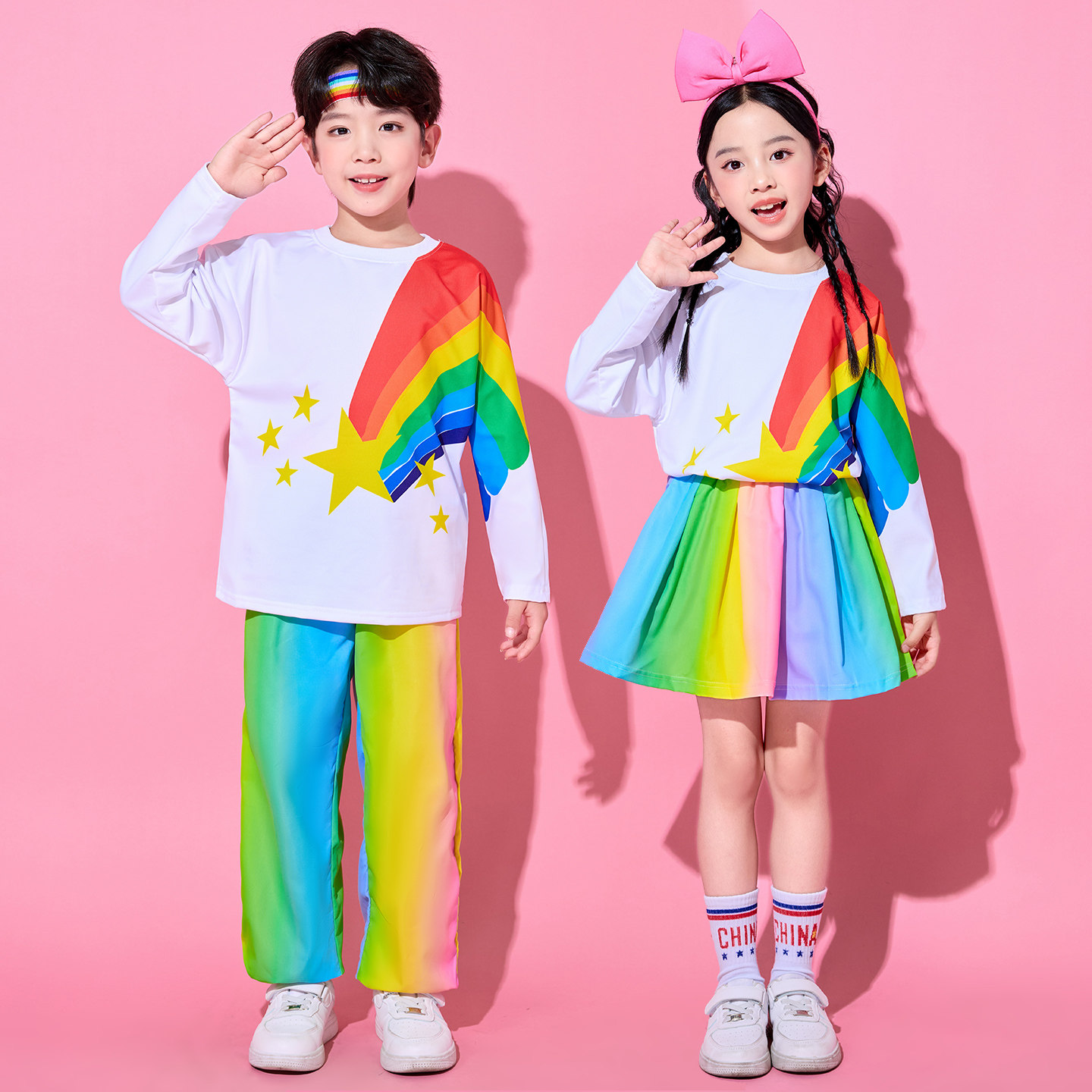 元旦儿童啦啦队演出服幼儿园多巴胺表演服小学生运动会开幕式班服,淘宝优惠券,粉丝福利购,淘宝优惠卷