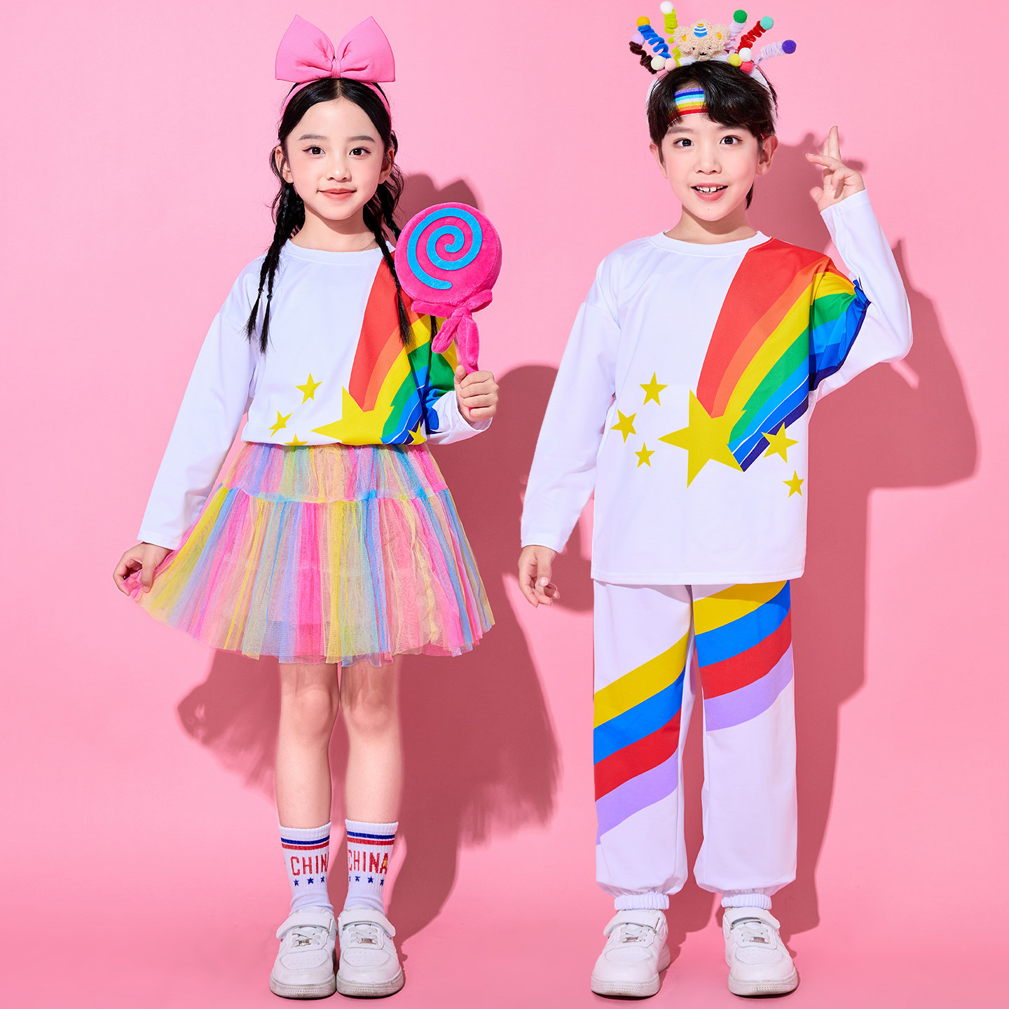 元旦儿童啦啦队演出服幼儿园多巴胺表演服小学生运动会开幕式班服,淘宝优惠券,粉丝福利购,淘宝优惠卷