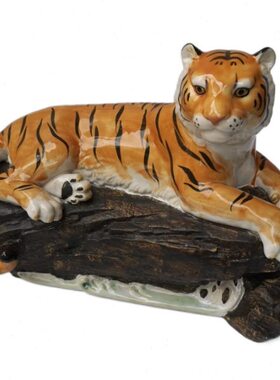 特惠石湾陶瓷公仔纯手工家居装饰摆件客厅桌面餐柜送礼生肖老虎