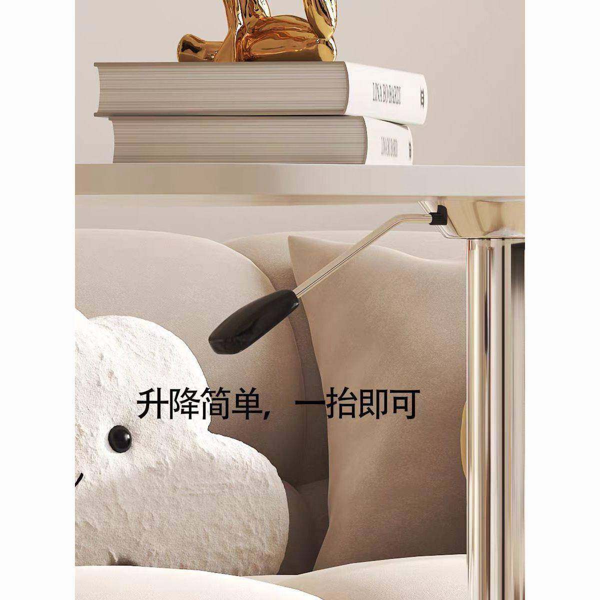 岩板茶几餐桌两用可升降旋转移动客厅沙发边几卧室办公电脑桌椭圆,淘宝优惠券,粉丝福利购,淘宝优惠卷