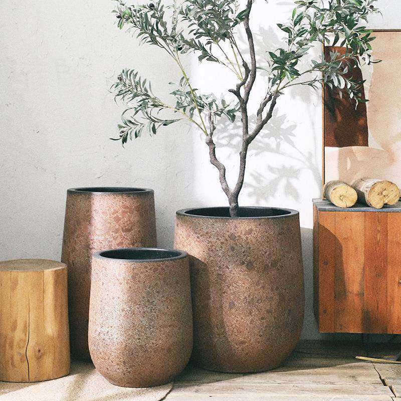 粗陶现代北欧花盆复古红陶釉色大号花瓶绿植种植盆装饰摆件陶罐坛,淘宝优惠券,粉丝福利购,淘宝优惠卷