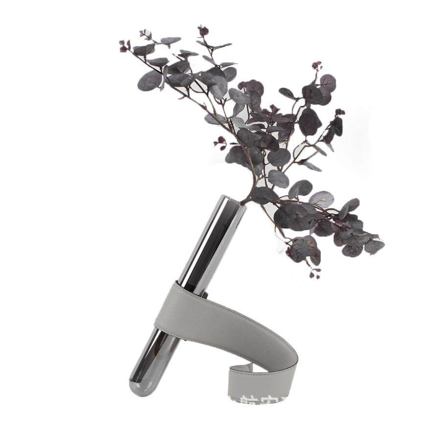 现代简约创意歇放皮革玻璃花器花插花瓶摆件样板房售楼处桌面,淘宝优惠券,粉丝福利购,淘宝优惠卷