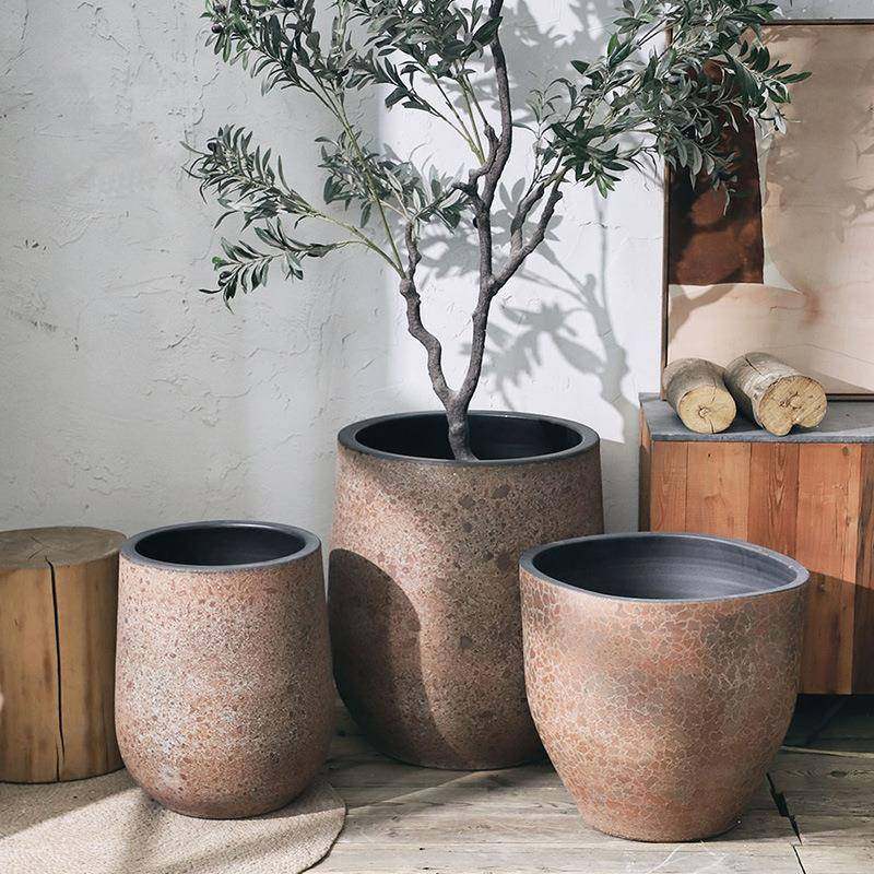 粗陶现代北欧花盆复古红陶釉色大号花瓶绿植种植盆装饰摆件陶罐坛,淘宝优惠券,粉丝福利购,淘宝优惠卷