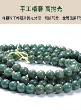 天然绿皮风化绿色阴皮菩提根手串108颗 菩提子文玩佛珠念珠项链