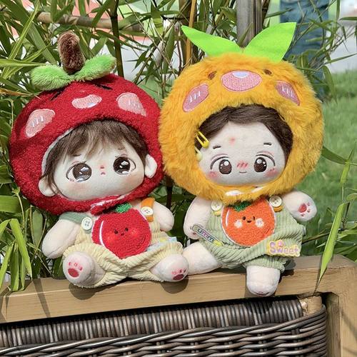 水果原创正版20cm棉花娃娃水果头套原创苹果生日女男娃橙子桃衣服 - 图3