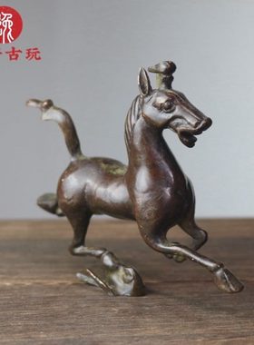 仿古镀紫铜马踏飞燕铜合金摆件十二生肖马家居客厅办公室装饰品