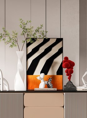 轻奢高档玄关入户摆件高级感客厅鞋柜隔断屏风柜小众艺术软装饰品