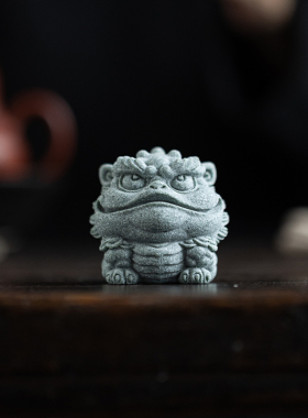 新中式青砂石招财貔貅金蟾麒麟国潮风摆件茶宠假山鱼缸造景装饰品