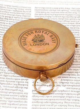 印度进口黄铜复古怀旧可挂便携指南针户外旅游登山指北针车载罗盘