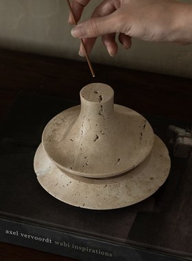 大理石线香香插家用室内复古中式禅意高级感M创意熏香香炉底座托