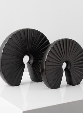 现代简约扇形陶瓷摆件客厅酒柜电视柜装饰摆件样板房会所柜子摆设